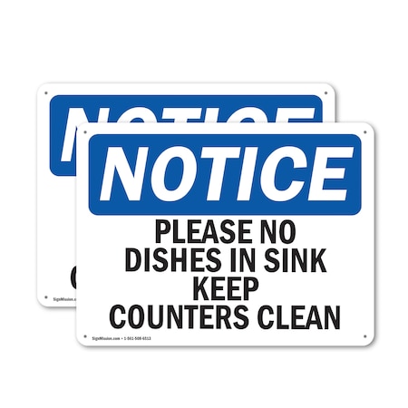 Signmission Please No Dishes In Sink Keep Counters Clean, 24 in W x Rectangle, Aluminum OS-2PACK-NS-A-1824-L-17530